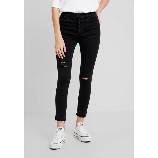 Abercrombie & Fitch HIGH RISE ANKLE Jeansy Skinny Fit black A0F21N024