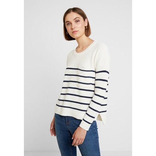 Madewell BIRCH PATCH POCKET PULLOVER NAUTICAL STRIPE Sweter pearl ivory M3J21I00Y