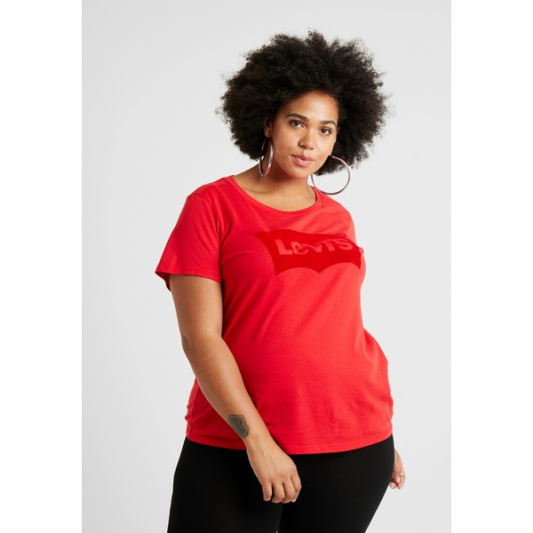 Levi's® Plus PERFECT TEE T-shirt z nadrukiem brilliant red L0M21D00D