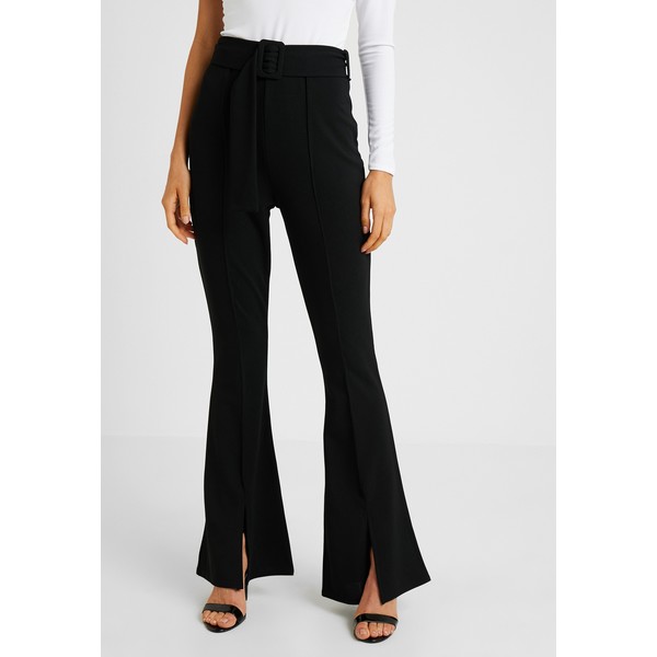 Missguided BELTED SEAM FRONT TROUSERS Spodnie materiałowe black M0Q21A0AS