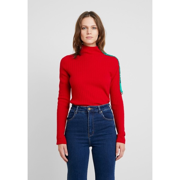 Benetton TURTLE NECK TAPE DETAIL Sweter red 4BE21I0G9