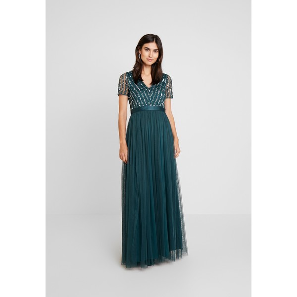 geometric embellished sequin bodice maxi dress