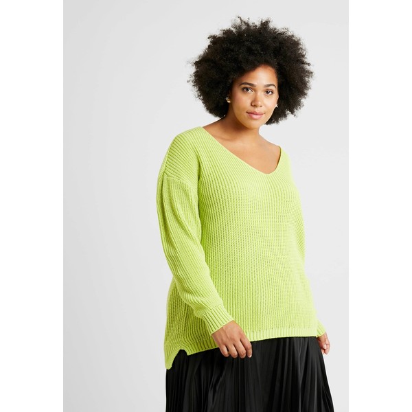 Glamorous Curve VNECK Sweter lime green GLA21I00J
