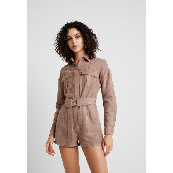 Missguided UTILITY BELTED PLAYSUIT Kombinezon brown M0Q21T07S