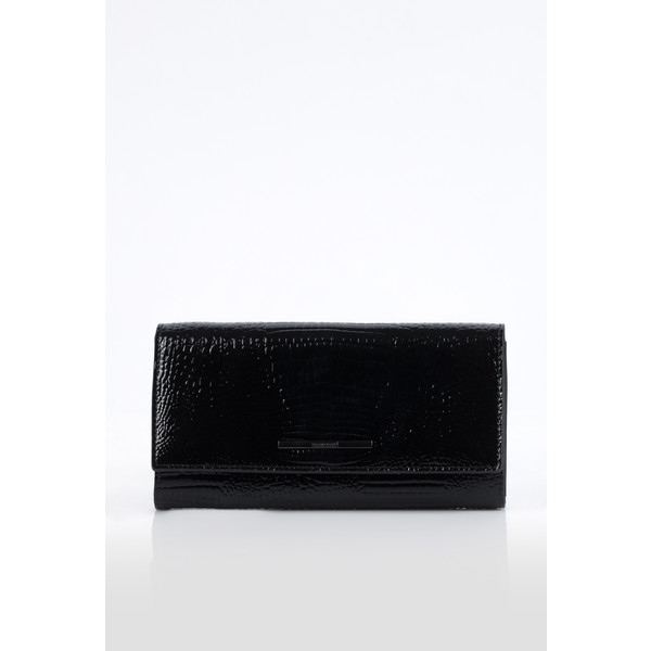 Monnari Skórzany lakierowany portfel z klapą i wężowym wzorem 19Z-PUR0282-K020