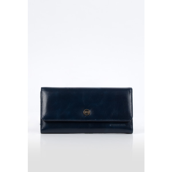 Skórzany portfel z klapą i logo marki Monnari 19Z-PUR0240-K013