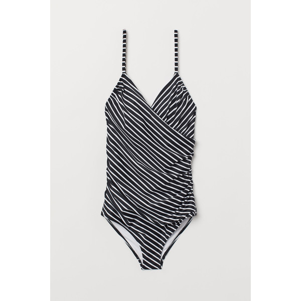 H&M Modelujący kostium kąpielowy 0188183002 Czarny/Białe paski