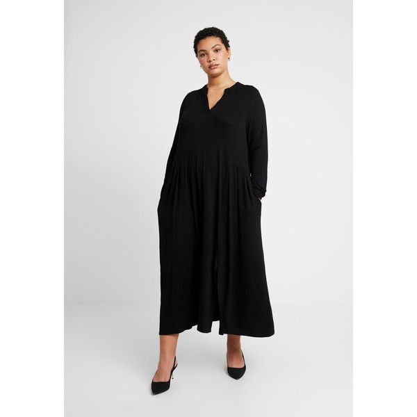 Live Unlimited London MIDI SHIRT DRESS Długa sukienka black L0J21C03S