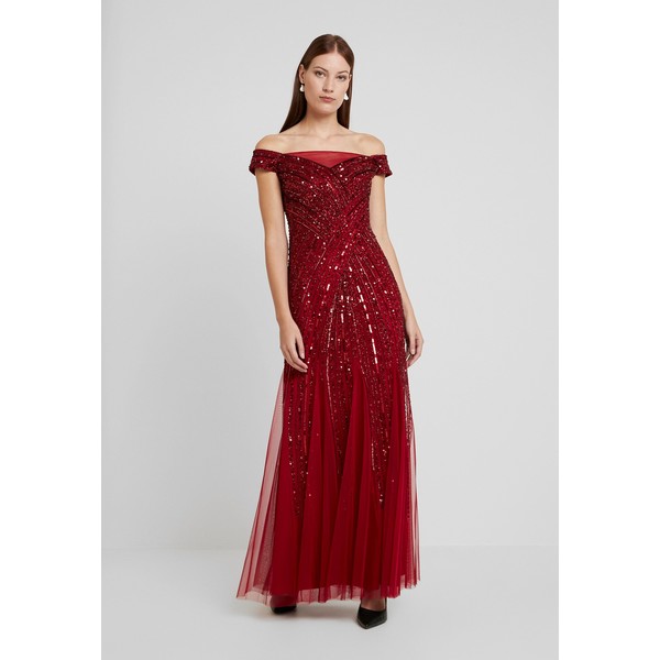 Adrianna Papell BEADED OFF SHOULDER GOWN Suknia balowa cranberry AD421C0BV
