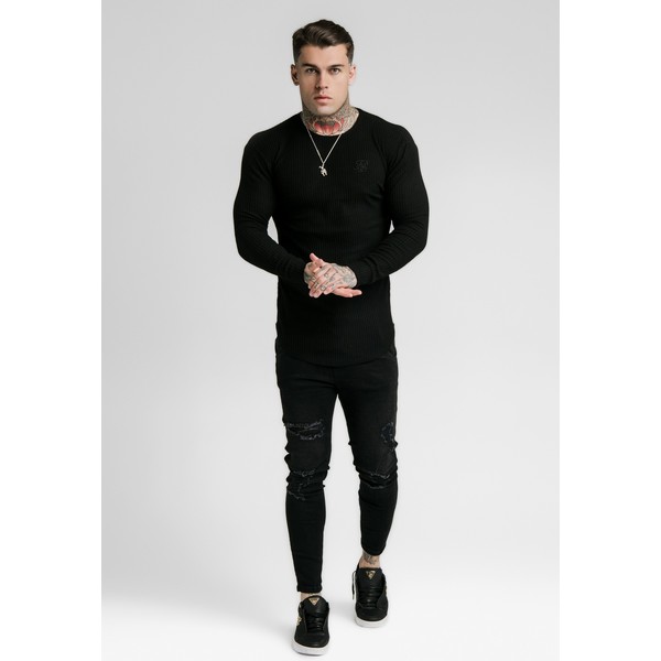 SIKSILK LONG SLEEVE BRUSHED GYM TEE Bluzka z długim rękawem black SIF22Q00A