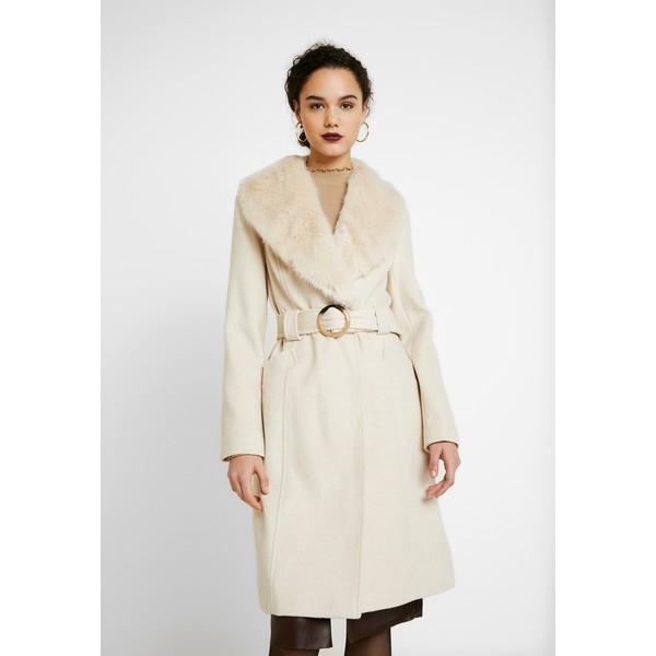 Miss Selfridge COLLAR BELTED COAT Płaszcz wełniany /Płaszcz klasyczny cream MF921U01R