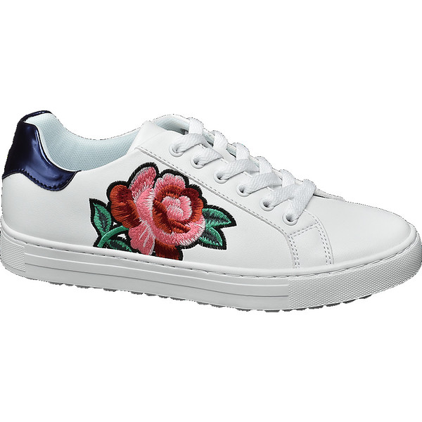 białe sneakersy damskie Graceland z ozdobnym kwiatem 1102656