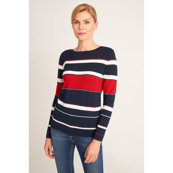 Quiosque Granatowy sweter z czerwonym pasem 6ID001822