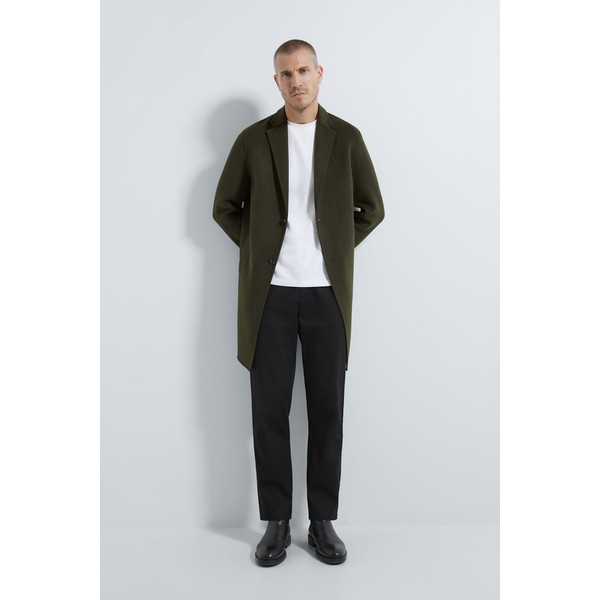 Zara PŁASZCZ Z TKANINY Z DOMIESZKĄ WEŁNY Khaki 5854/360