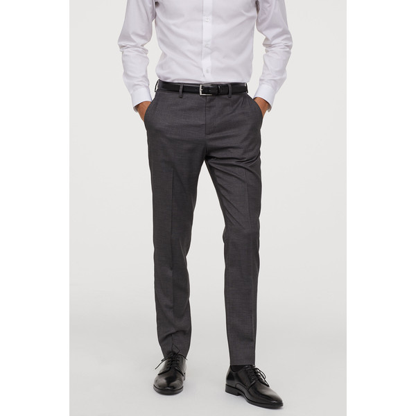 H&M Spodnie garniturowe Slim Fit 0714026001 Ciemnoszary melanż