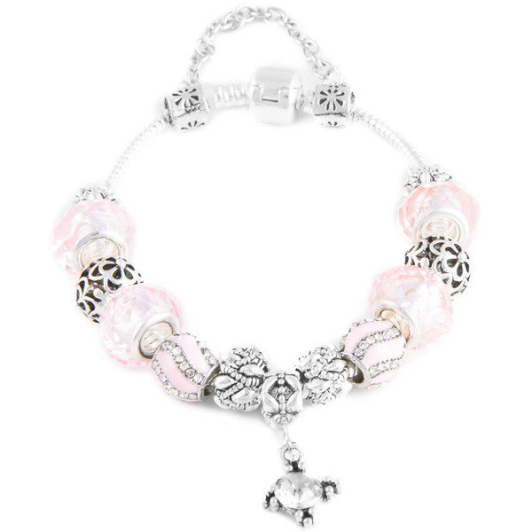 Quiosque Srebrna bransoletka z różowymi zawieszkami 5ID251500