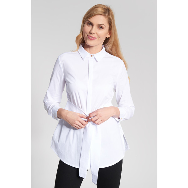 Quiosque Biała długa koszula wiązana w pasie 2IM013100