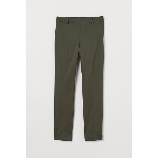 H&M Spodnie cygaretki 0573716002 Ciemna zieleń khaki