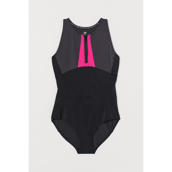 H&M Sportowy kostium kąpielowy 0684008001 Czarny/Neonoworóżowy