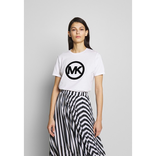 MICHAEL Michael Kors CIRCLE LOGO FLOCK TEE T-shirt z nadrukiem white MK121D03R