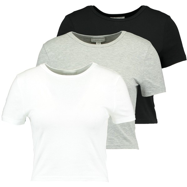 Topshop EVERYDAY TEE 3 PACK T-shirt z nadrukiem black/white/grey TP721D0TR