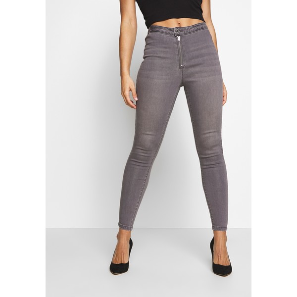 Missguided Petite VICE EXPOSED ZIP BUTTON DETAIL Jeansy Skinny Fit grey M0V21N028