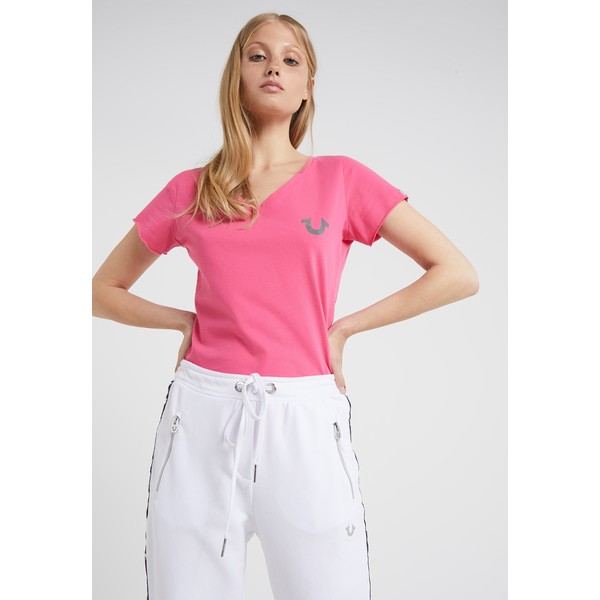 True Religion NECK REFLECTIVE BERRY T-shirt z nadrukiem pink TR121D06Q
