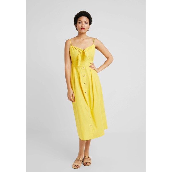 Warehouse TIE FRONT MIDI DRESS Sukienka koszulowa yellow WA221C0KK