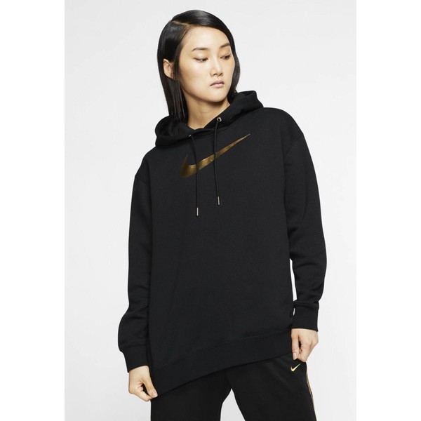 Nike Sportswear Bluza z kapturem black / metallic gold NI121J0CV