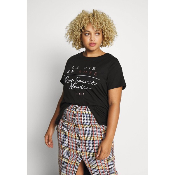 Dorothy Perkins Curve CURVE LA VIE EN ROSE MOTIF TEE T-shirt z nadrukiem black DP621D08H