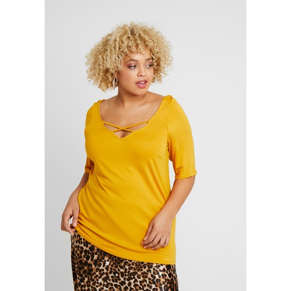 Dorothy Perkins Curve CROSS FRONT AND BACK T-shirt basic ochre DP621D085