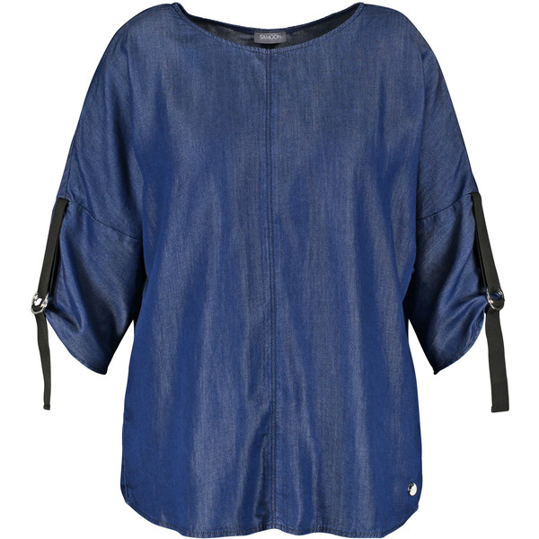 SAMOON Luźna bluzka z materiału przypominającego denim 14_460200-21002_8989_42