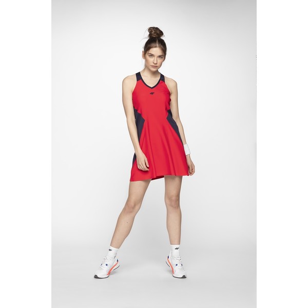 4F Sukienka do tenisa SUDD401 - czerwony P4L19-SUDD401-62S