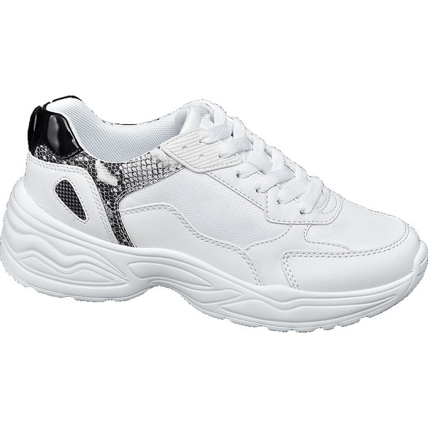 białe sneakersy damskie Star Collection z wężową wstawką 11031452