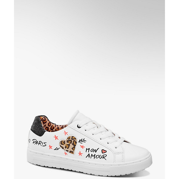 białe sneakersy damskie Graceland ozdobione napisami 1102041