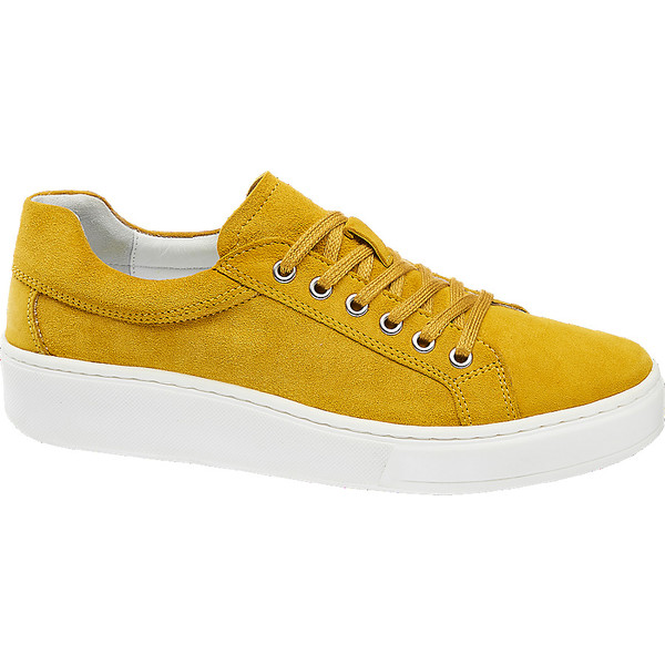 zamszowe sneakersy damskie 5th Avenue w żółtym kolorze 11072600