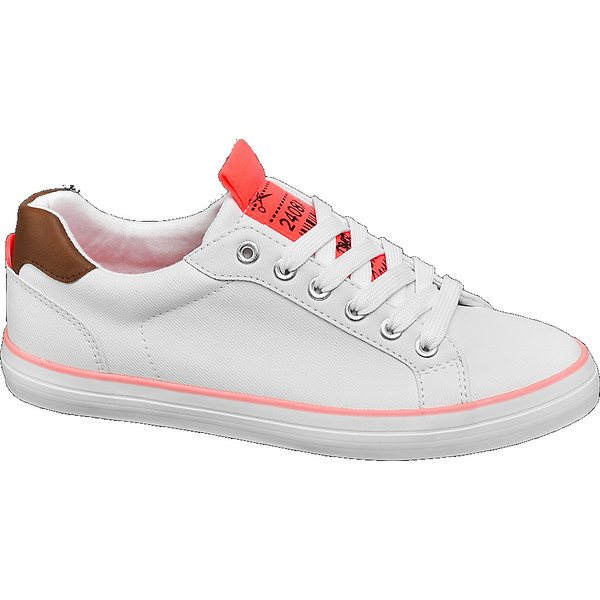 białe sneakersy damskie Graceland z różowym językiem 11022314