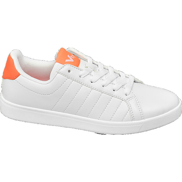 białe sneakersy damskie Vty z pomarańczowymi akcentami 18302114