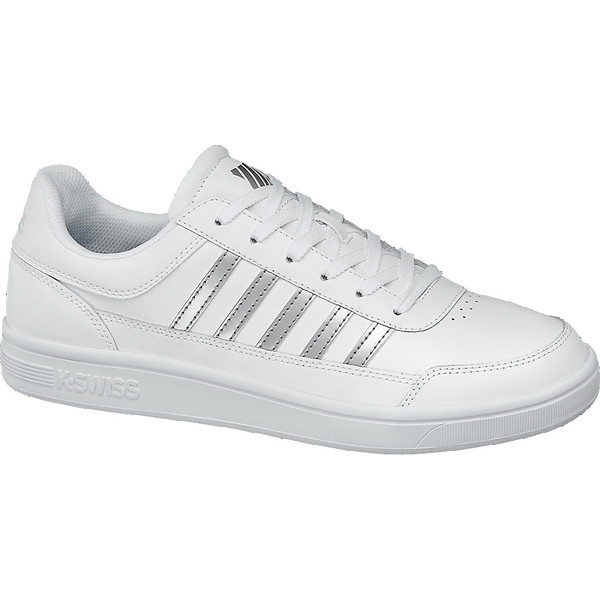 białe sneakersy damskie k-swiss ze srebrnymi paskami 18202955