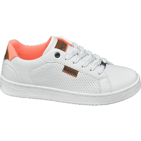 białe sneakersy damskie Bench z pomarańczowymi elementami 11032770
