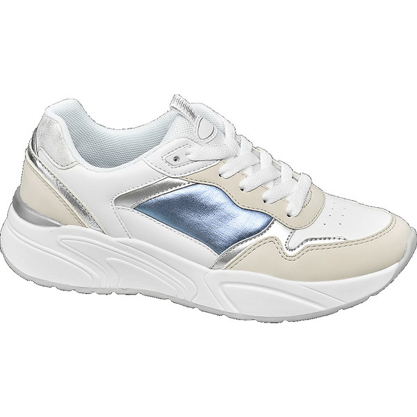 biało-beżowo-metaliczne sneakersy damskie Graceland typu chunky 11022710