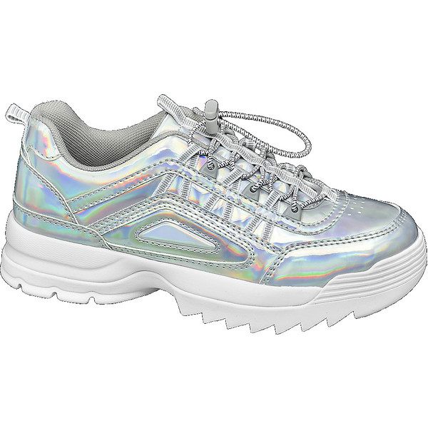 srebrne sneakersy damskie Catwalk z efektem hologramu 11011009
