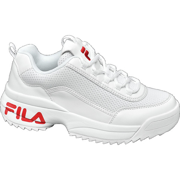 białe sneakersy damskie Fila z czerwonym logo 18201118