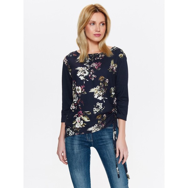 Top Secret damska bluza z łączonych materiałów, z motywem kwiatowym oraz fantazyjnym wiązaniem SBL0576