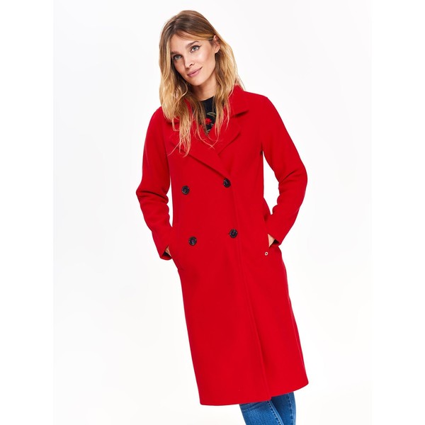 Top Secret Elegancki czerwony płaszcz z dwurzędowym zapięciem SPZ0452
