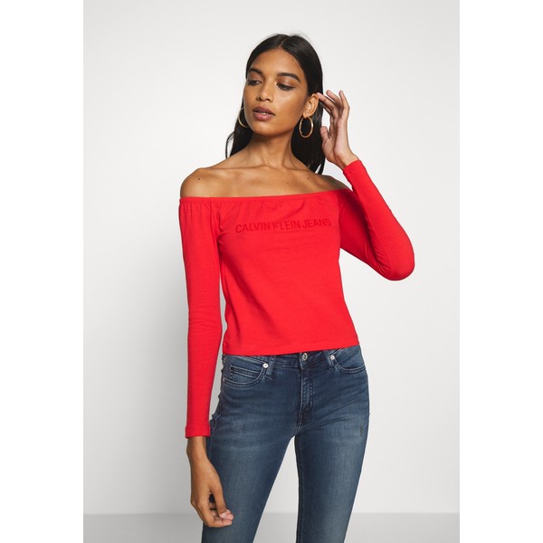 Calvin Klein Jeans BARDOT INSTITUTIONAL TEE Bluzka z długim rękawem red C1821D09A
