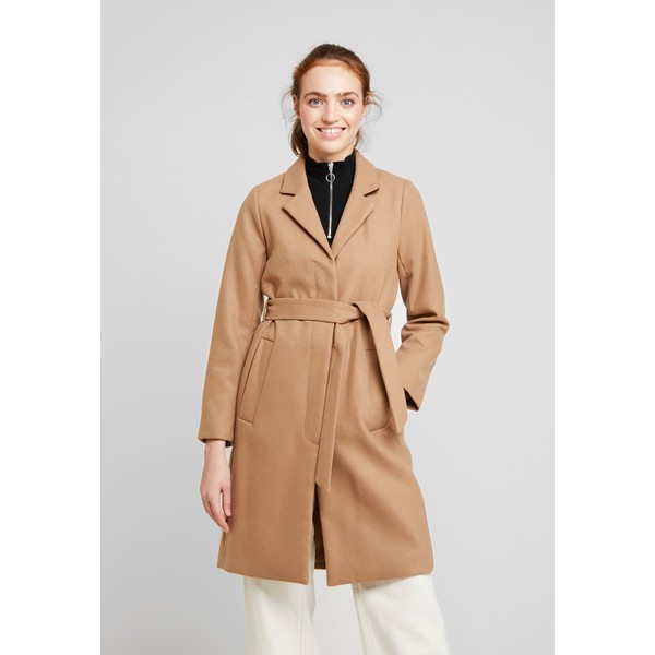 Warehouse CLEAN LONGLINE BELTED COAT Płaszcz wełniany /Płaszcz klasyczny tan WA221U00J