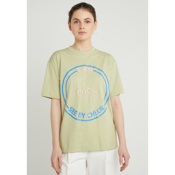 See by Chloé T-shirt z nadrukiem safari khaki SE321D01E