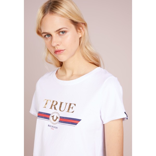 True Religion CREW NECK BOXY T-shirt z nadrukiem white TR121D05R