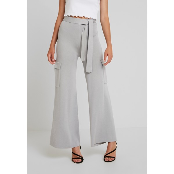 Missguided BELTED SIDE POCKET WIDE LEG TROUSERS Spodnie materiałowe grey M0Q21A0AP